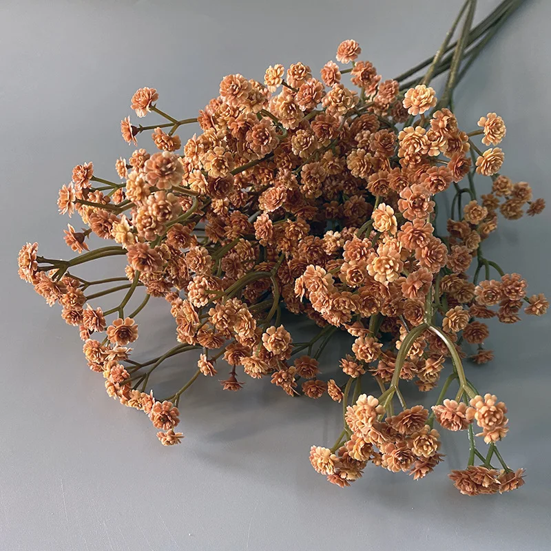 62CM/Stück 81 Hochwertige Kleine Blumen Herbstfarben Weiche Gummi-Gypsophila Trockenblumen 6 Farben PVC-Bouquet Heim- und Gartendekoration – Detail 28