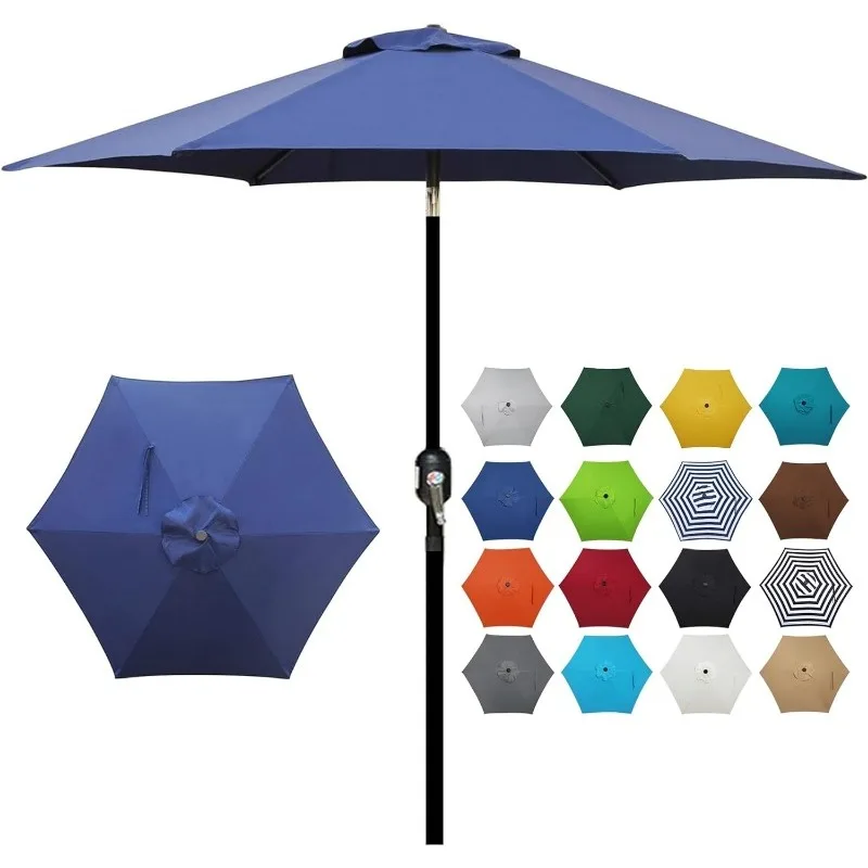 7.5 ft Patio Umbrella, Yard Umbrella Push Button Tilt Crank