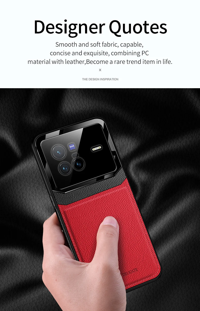 KEYSION Fashion Shockproof Case für VIVO X80 Pro 5G PU-Leder Spiegelglas Weiche Silikon-Telefonrückseite für IQOO 9 Pr_voghion.com