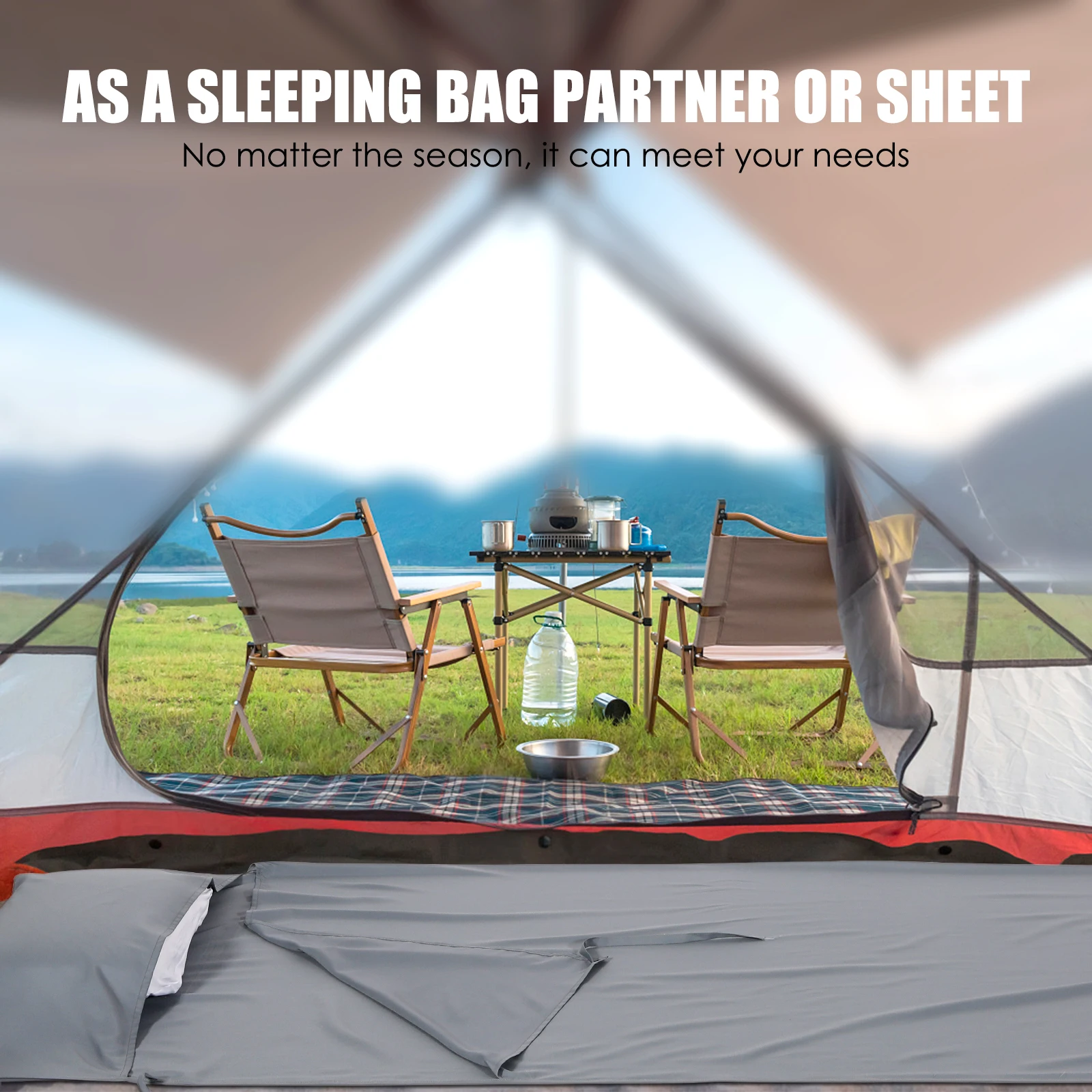 Lightweight Sleeping Bag Liner Portable and Comfortable Grey Liner for Your Sleeping Bag Perfect for Camping and Travel Supplies sleeping bag
