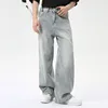 IEFB High Street Men's Jeans New Casual Washed Light Straight Male Denim Pants Wide Leg Loose Trousers Chic Summer 9C6317 2