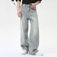 IEFB High Street Men's Jeans New Casual Washed Light Straight Male Denim Pants Wide Leg Loose Trousers Chic Summer 9C6317 2