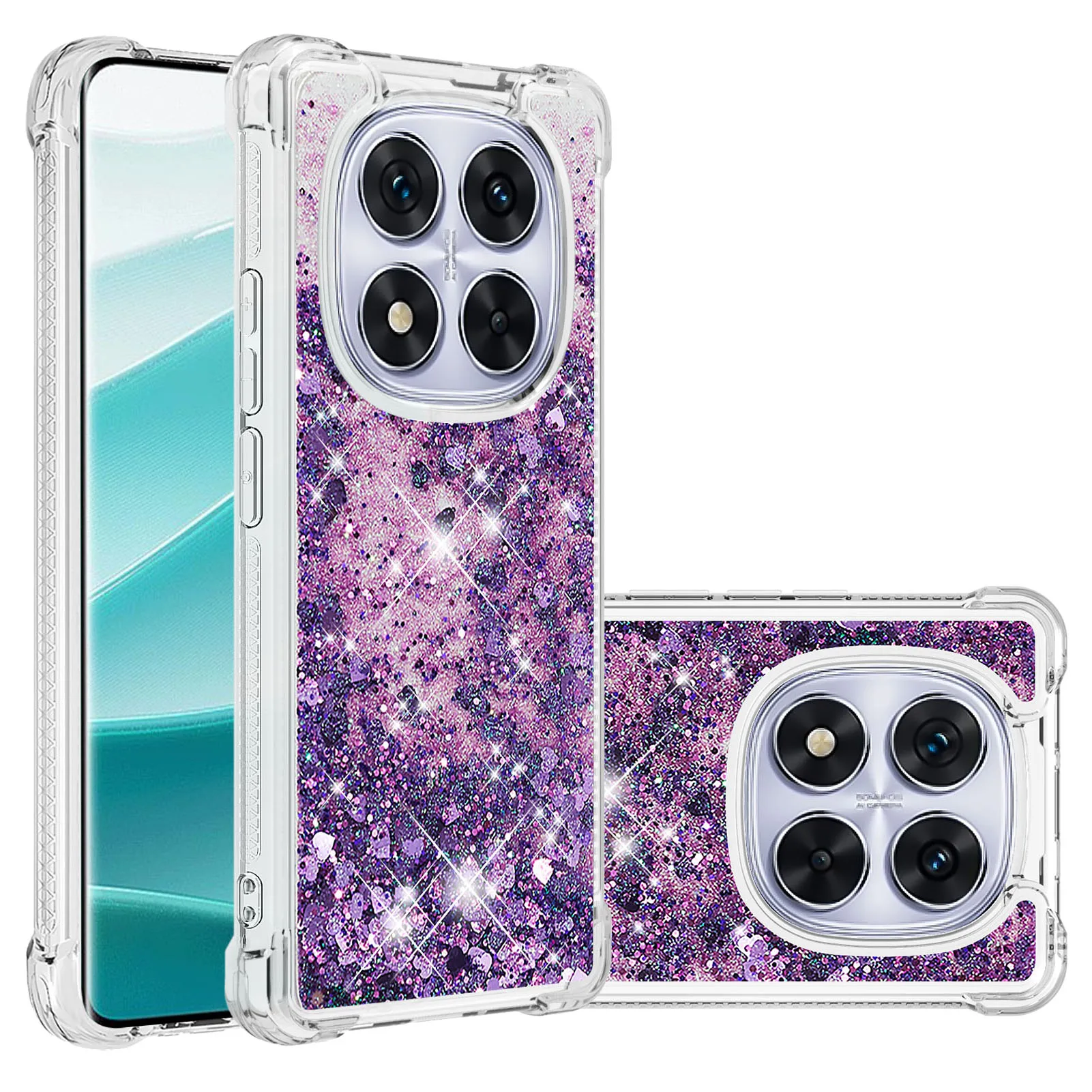 PanXCase Glitter Case For Xiaomi Redmi Note 14 Pro 5G - Transparent Bling Design Girl Case Luminous Shiny Thin Ultra Thin Shockproof Bumper Case