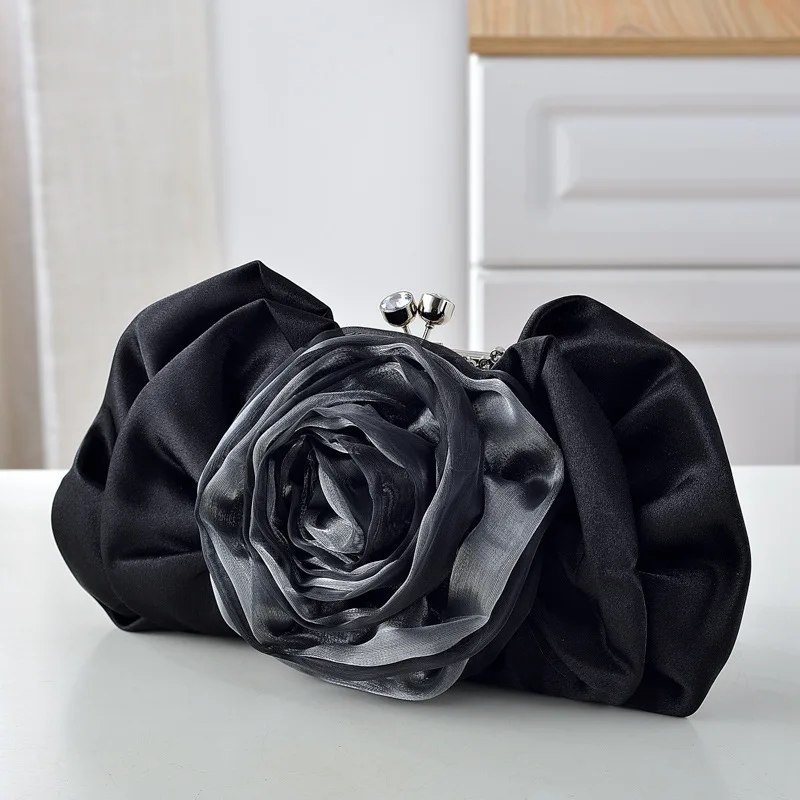 Bolso de mano con diseño de flores, nuevo bolso de hombro de noche con flores rosas, bolso de boda, 2024