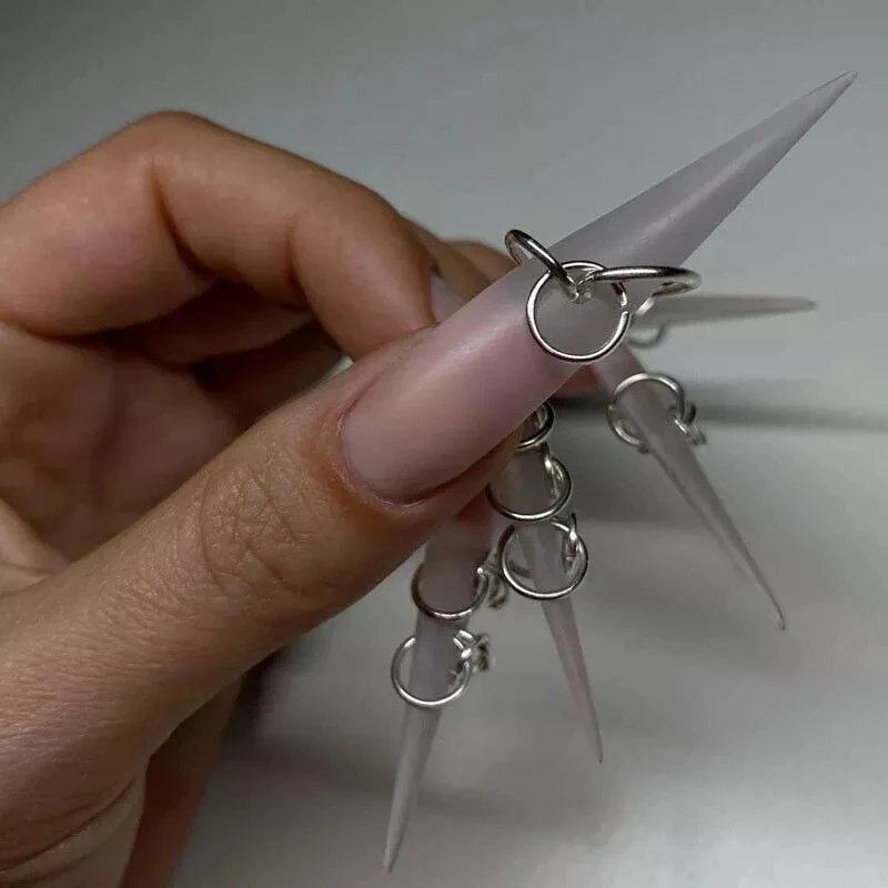 Nail Piercing Charm Dangle Nail Art Decoration Metal Alloy Design Nails Pierced Punk Charms 1080pc Open Ring Nails Art Acessorie 5