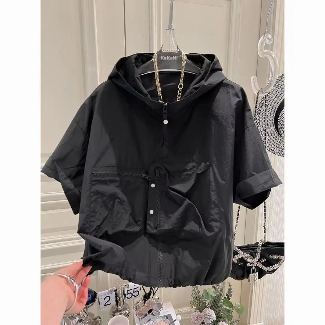 Fashionable Pocket  Clothing Workwear for Men's 2024 Summer New Short sleeved Outdoor Breathable Thin Coat Trend