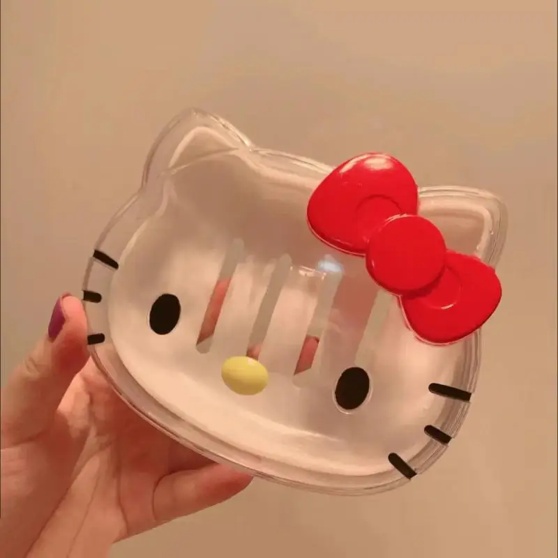 

Sanrioed Kitty Soap Box Personality Creativity Cute Drain Box Household Use Bathroom Travel with Lid Storage Box Girlfriend Gift