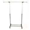 Single-bar Vertical & Horizontal Stretching Stand Clothes Rack with Shoe Shelf YJ-02 Black & Silver 2