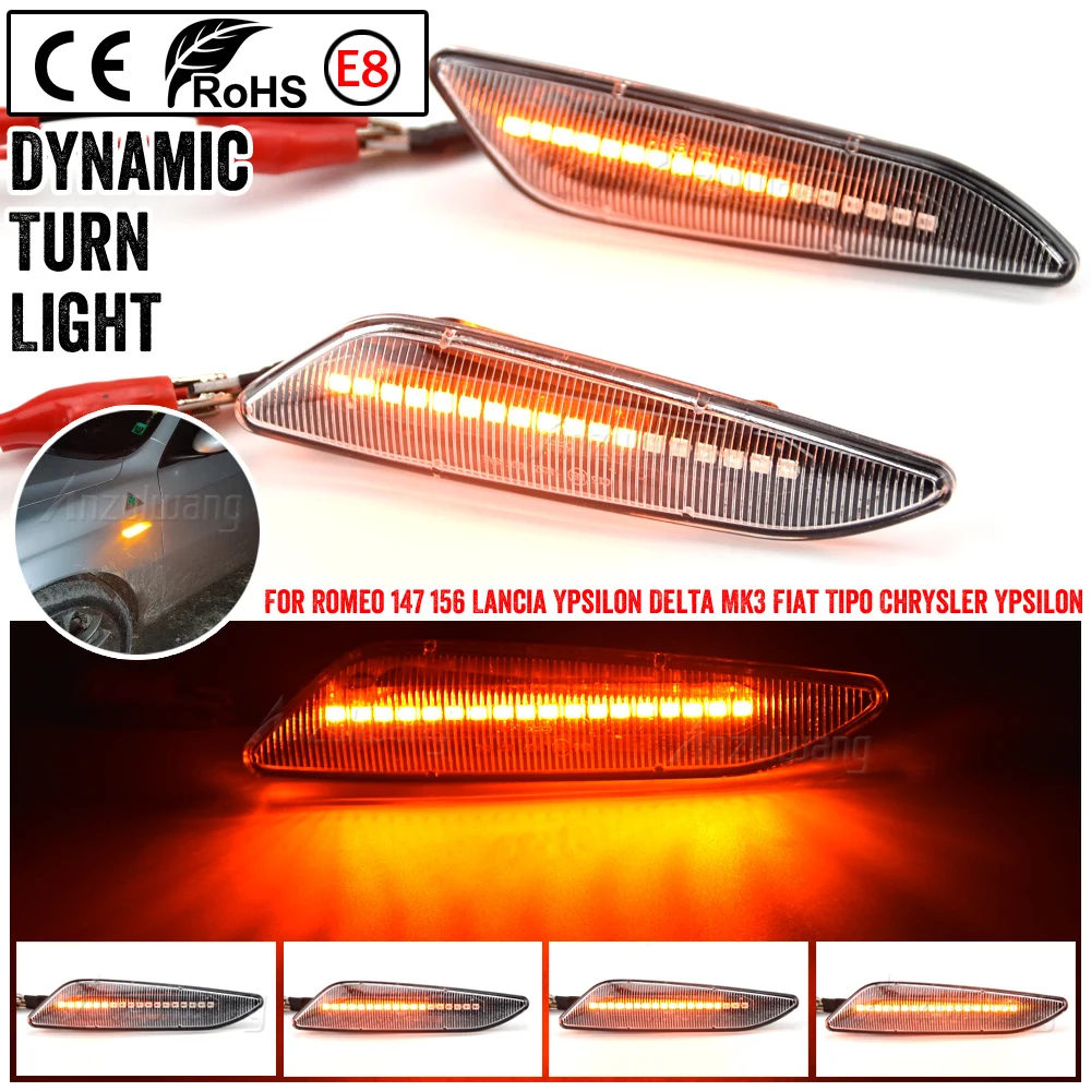 

2Pcs LED Dynamic Side Marker Lights For Alfa Romeo 147/156 For Fiat Tipo For Lancia Delta 3 Ypsilon 846 Turn Signal Blinker Lamp