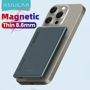 KUULAA Magsafe 보조베터리 5000mAh 자기 무선 전화 충전기 외부 배터리 20W iPhone 15 14 PowerBank 용 고속 충전