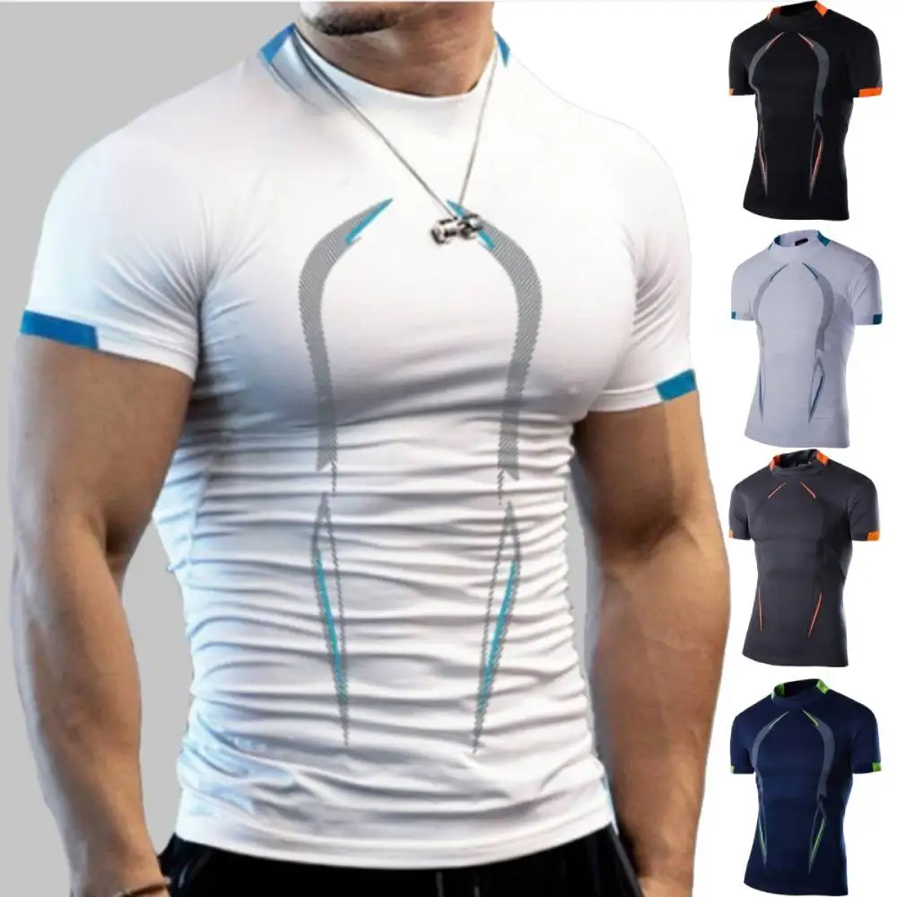

Men Gym Top Tees Ice Silk Quick Dry T-Shirt Compression Rashguard Tshirt Sport Fitness Shirts Workout Short Sleeve Clothes S-8XL