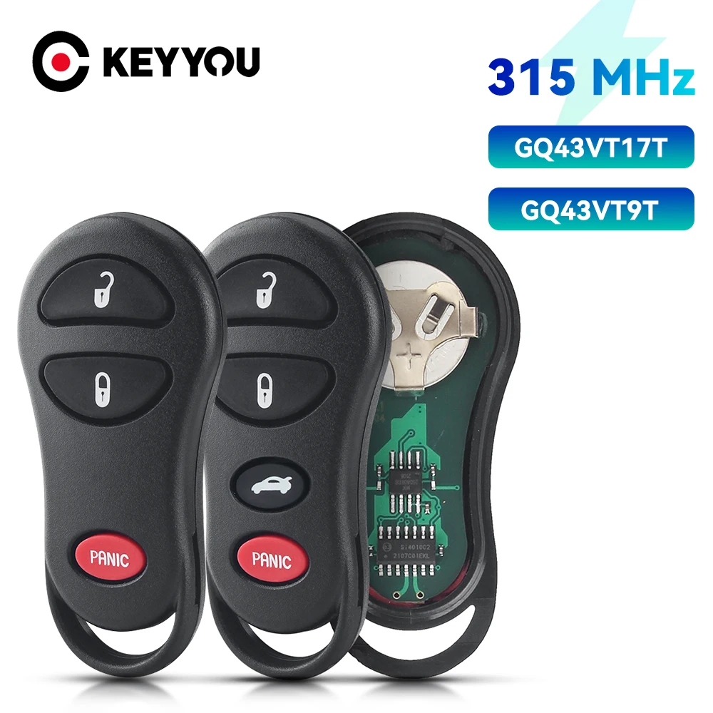 

KEYYOU 3/4 Buttons 315Mhz Remote Car key For Dodge Jeep fit Chrysler Concorde 300M 2001-2004 GQ43VT17T GQ43VT9T Remote key