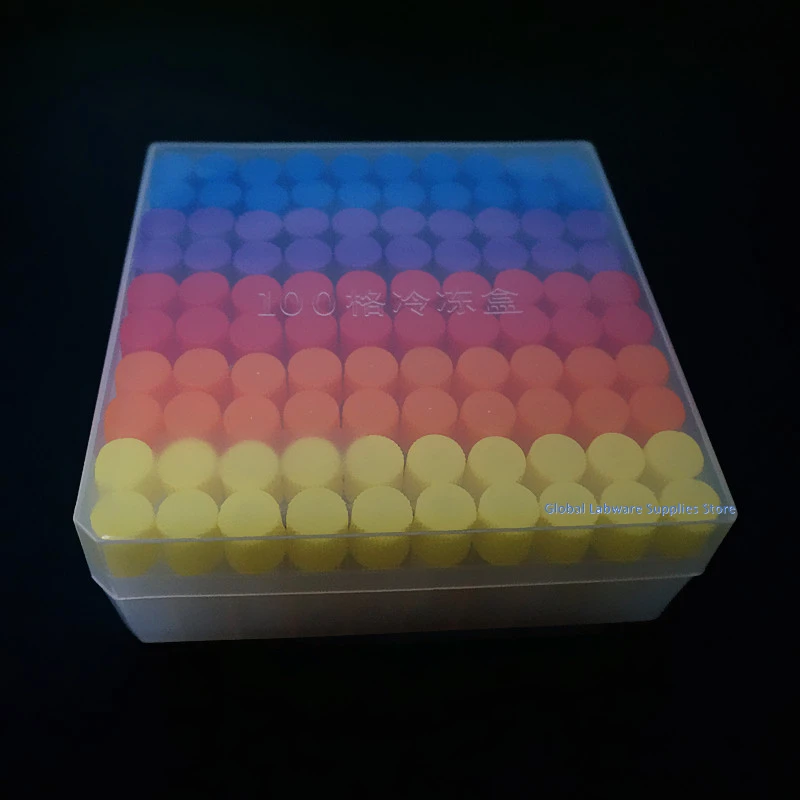 100Pieces Plastic 1.8ml Freezing Tube + One Piece 100 Vents Plastic Freezing Tube Storage Box