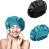 Soft Satin Hair Bonnet for Women Night Sleep Hair Caps Silky Bonnet Satin Double Layer Adjust Head Cover Hat for Curly Springy 5