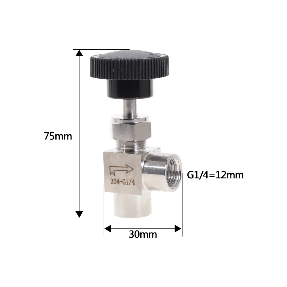 Stainless Steel SS304 Needle Valve Right Angle Female Thread BSP 1/8'' 1/4'' 1/2''  For Water Gas Oil