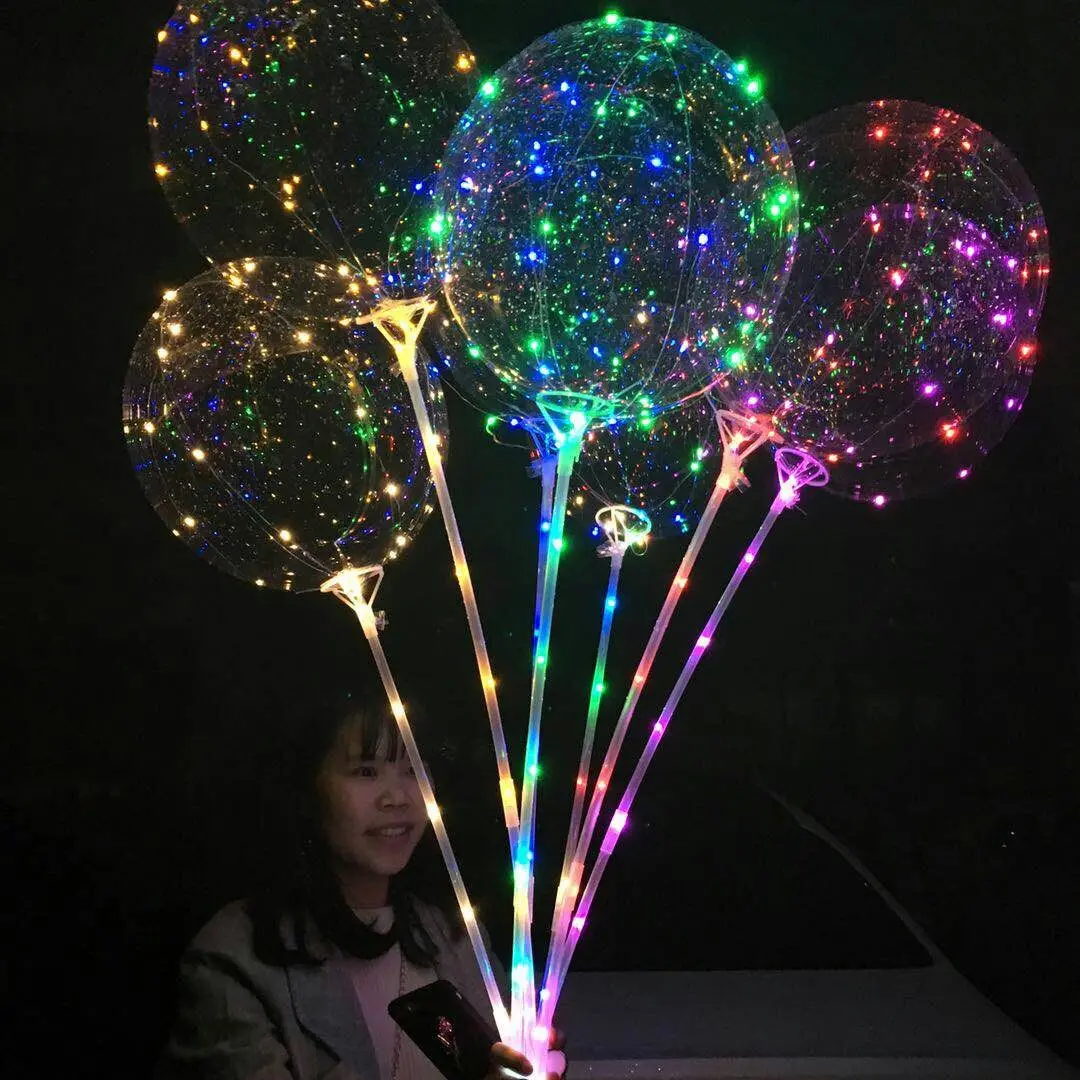 

20 inch LED Balloon Flashing Lamps Balloon LED With Stick Transparent Balloons Birthday Party Kids Toy Wedding Decorations