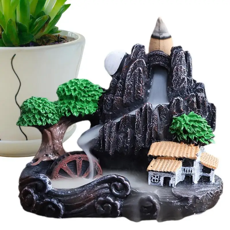 Resin Backflow Waterfall Incense Holder Mini Smoke Burner Aromatherapy Environment Cleansing Yoga Incense Cones For Home decor
