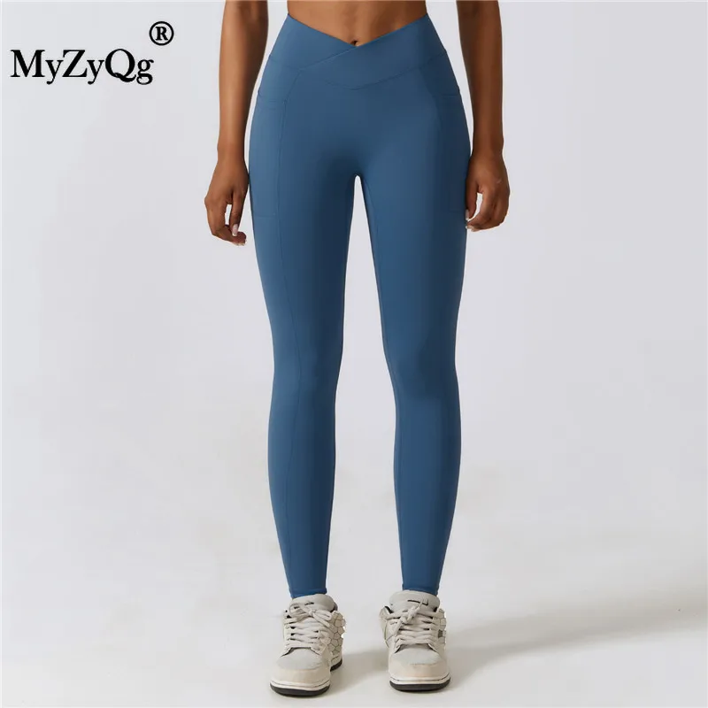 

MyZyQg Women Peach Hip Lift Fitness Pants Tight Quick Dry Skinny Running Pants Pocket Nude High-waisted Yoga Leggings