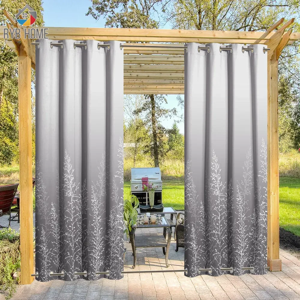 RYBHOME-cortina exterior impermeable Extra a prueba de viento para Patio,  ojales de acero inoxidable superior e inferior para porche, ahorro de  energía - AliExpress