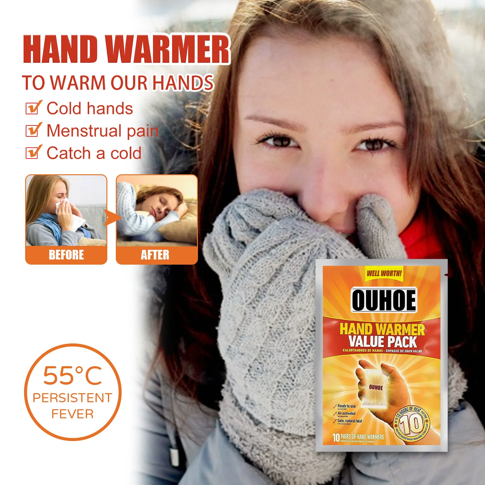 HotHands Hand Warmers - Long Lasting Safe Natural Odorless Air Activated  Warmers - Up to 10 Hours of Heat - 40 Pair