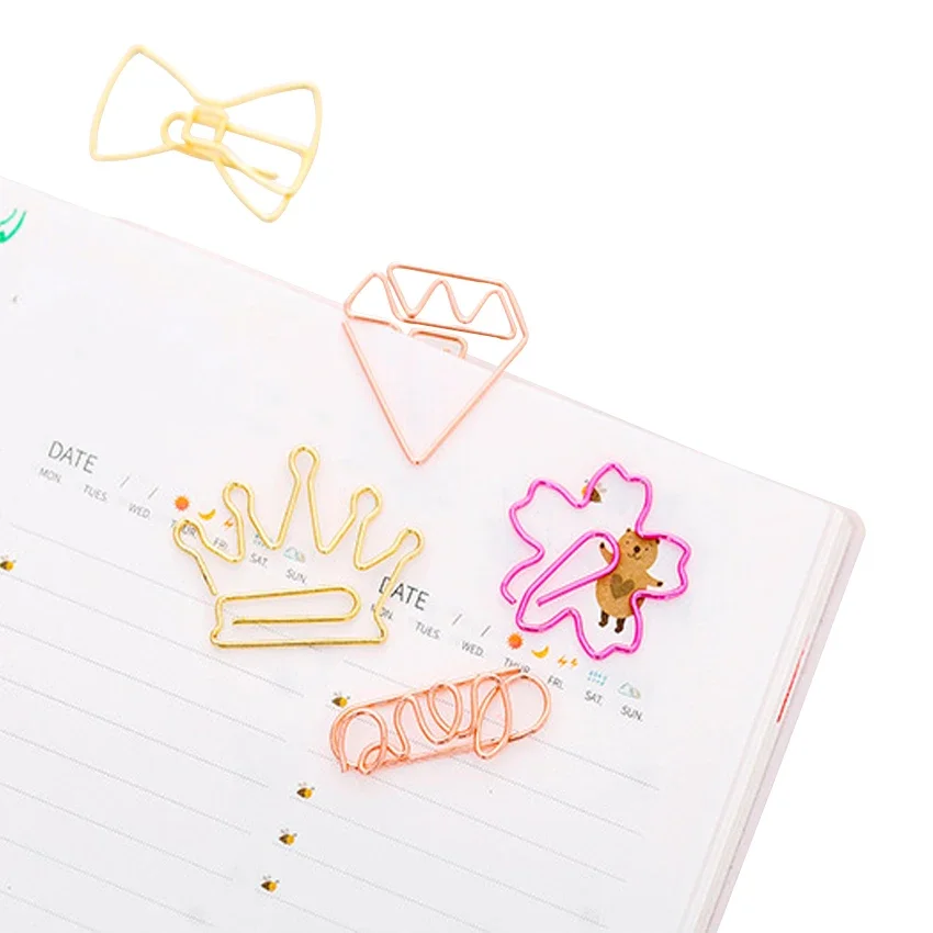 

5pcs/lot Cute Rose Gold Paper Clips Bookmark Metal Binder Mini Paper Clip Book Markers Gift Stationery School Office Supply