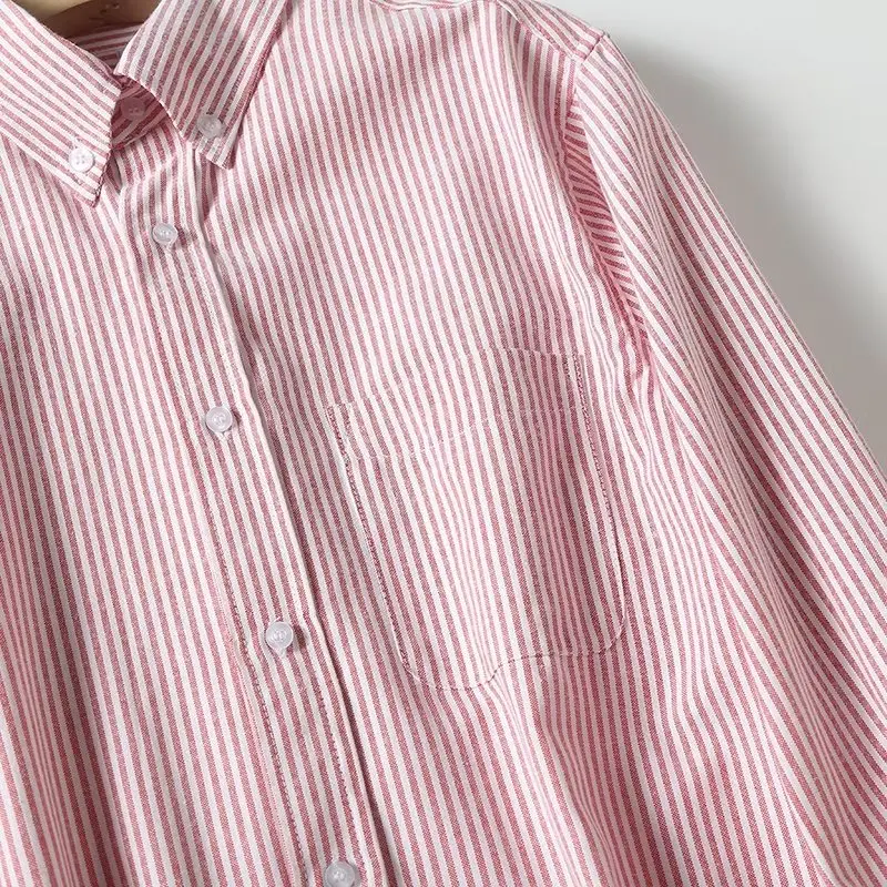 Dave&Di British Simple Men's Oxford  Cotton Spinning Casual Shirt Commuter Striped Shirt Men