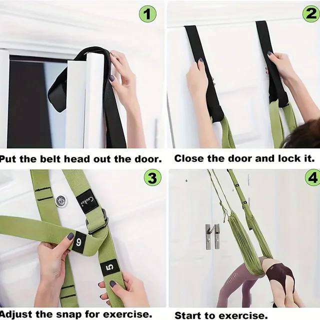 A Universal Yoga Stretching Strap with Door Anchor, Polyester Fitness Strap, Leg Stretch, Backbend Assisted Dance, Ballet 5