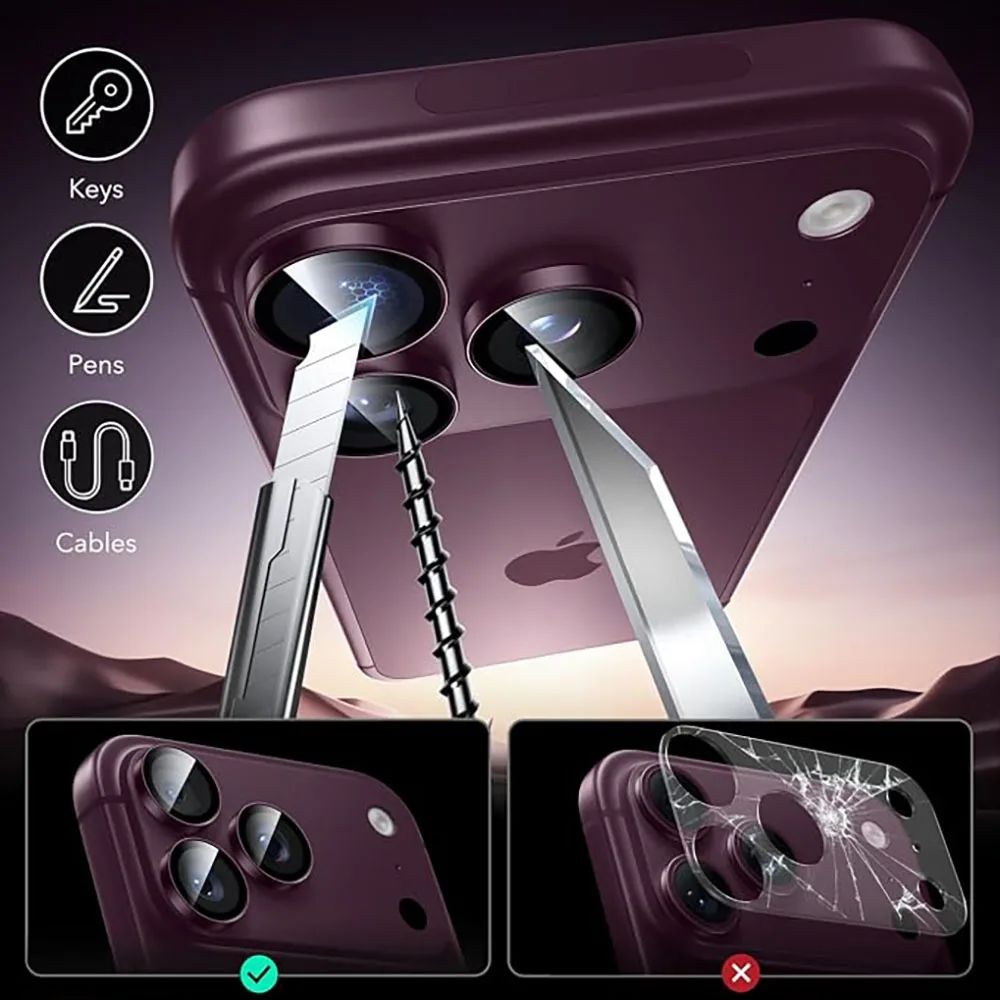8K HD Camera Lens Protector with Metal Ring - Tempered Glass Full Cover Film