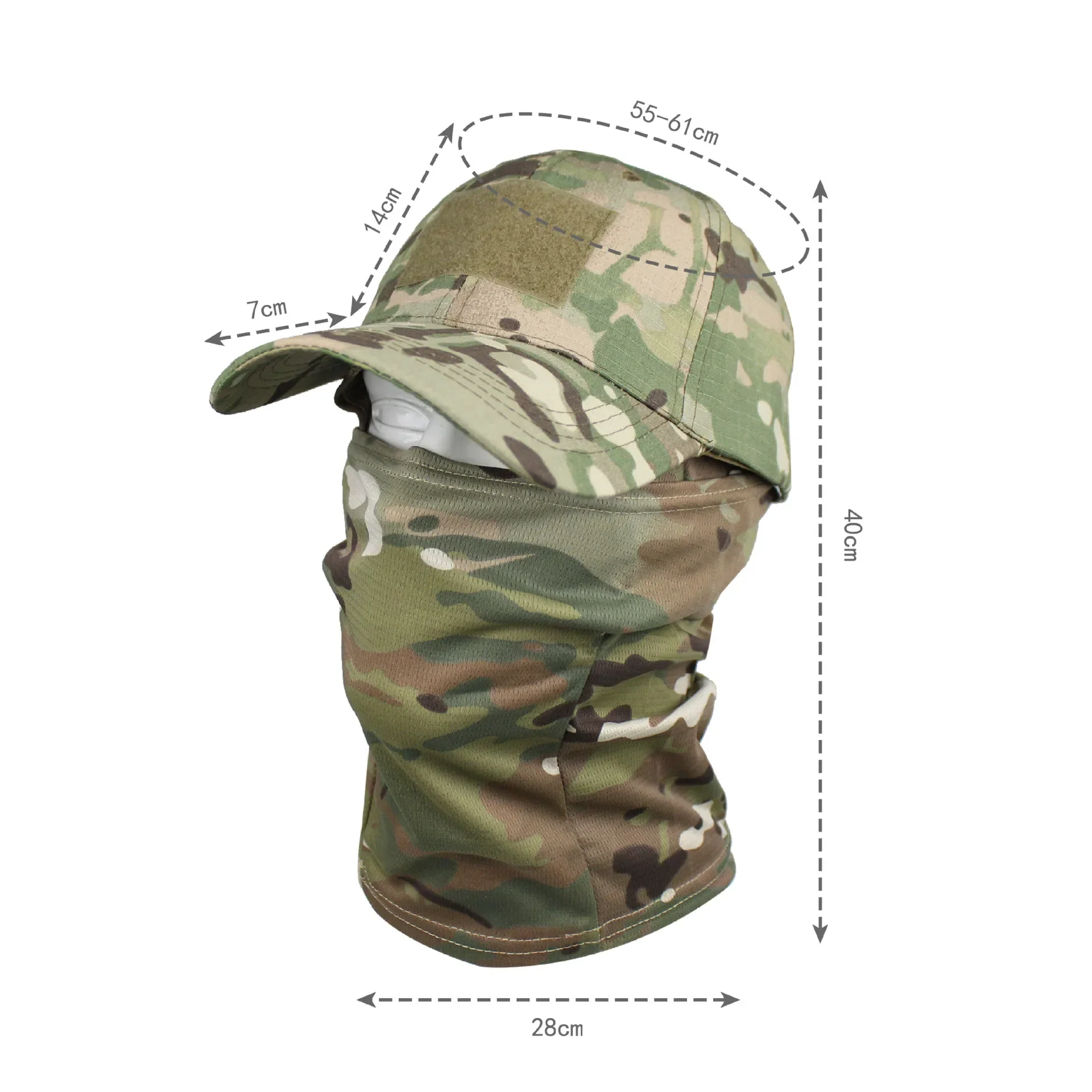 Tactical Balaclava Baseball Cap Full Face Mask Set Men Summer Snapback Sun Hat Outdoor Fishing Cycling Hunting Camouflage Scarf