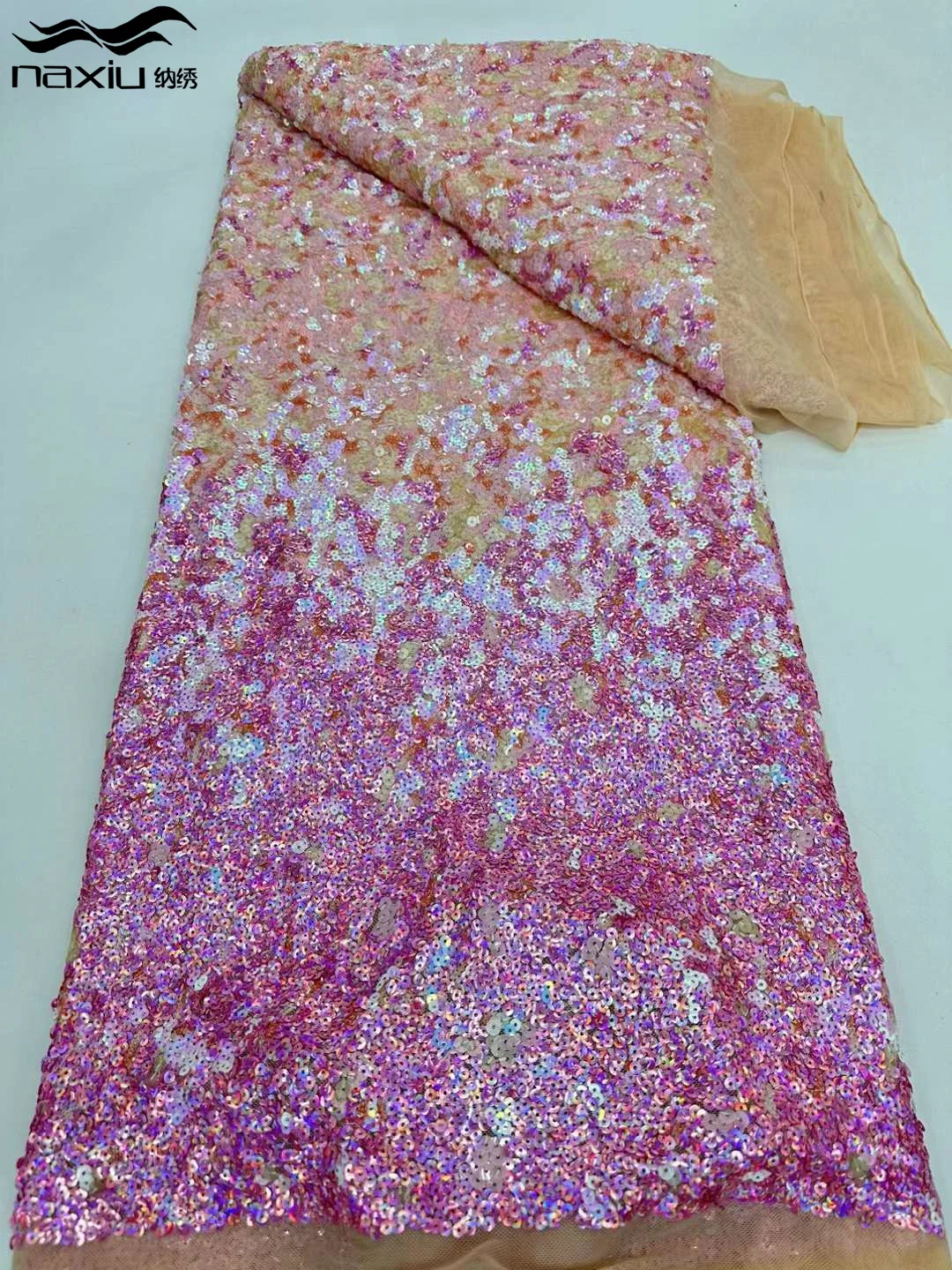 

Madison, африканская кружевная ткань с блестками, 5 ярдов, высокое качество, стандартная ткань, французская Тюлевая кружевная ткань для свадьбы