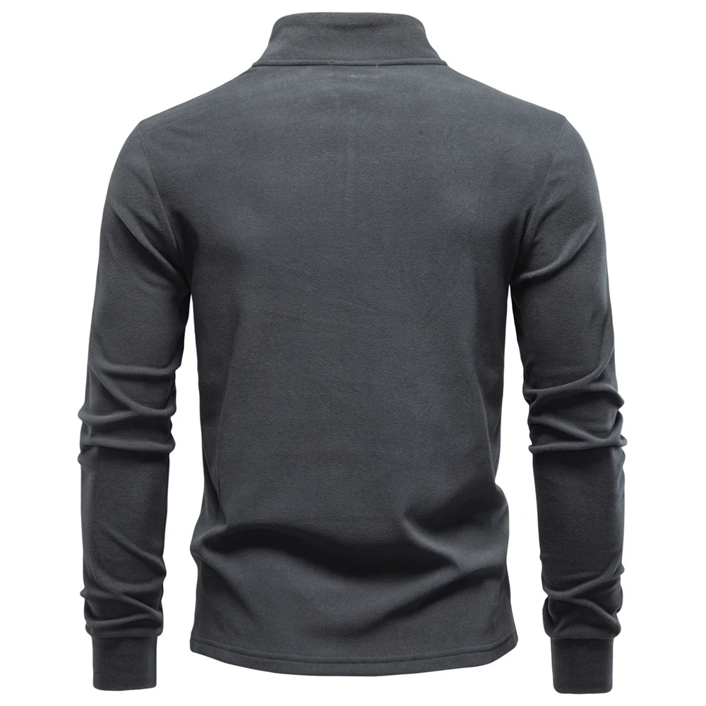 AIOPESON New Men Solid Color Zipper Soft Shell Sweatshirt Long Sleeve Breathable Warm Pullover Casual Streetwear Jacket