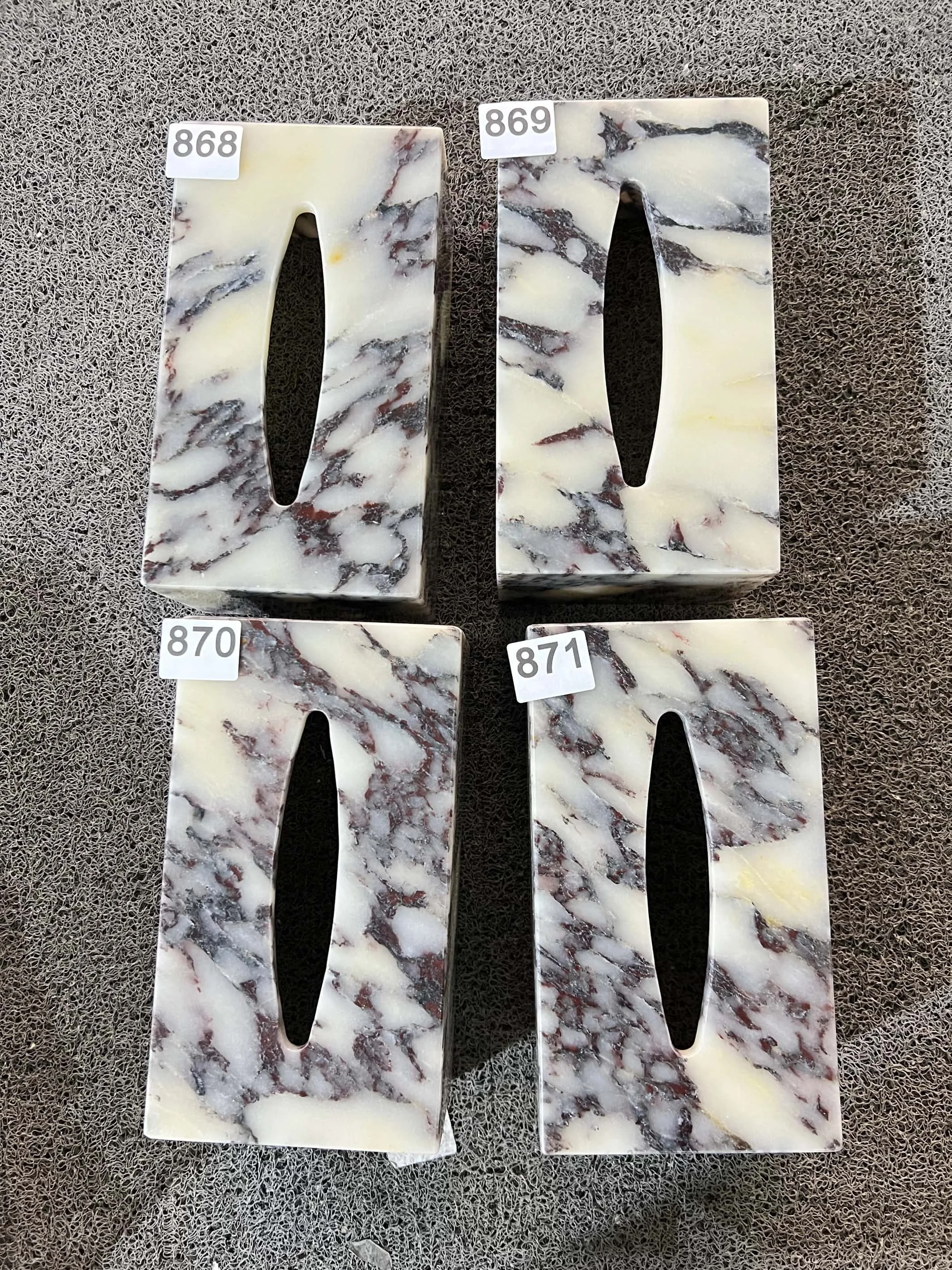 25x14x10CM Luxury Calacatta Viola Purple Natural Marble Beige Travertine Stone Tissue Box Case Holder 6