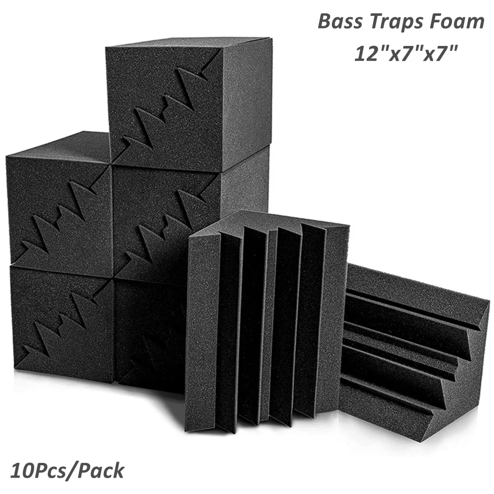 Almofadas de Canto de Espuma para Estúdio Painéis de Espuma de Alta Densidade para Armadilhas de Baixo Absorção de Som Ktv e Sala de Bateria 18x18x30cm 10 Pcs por Pacote