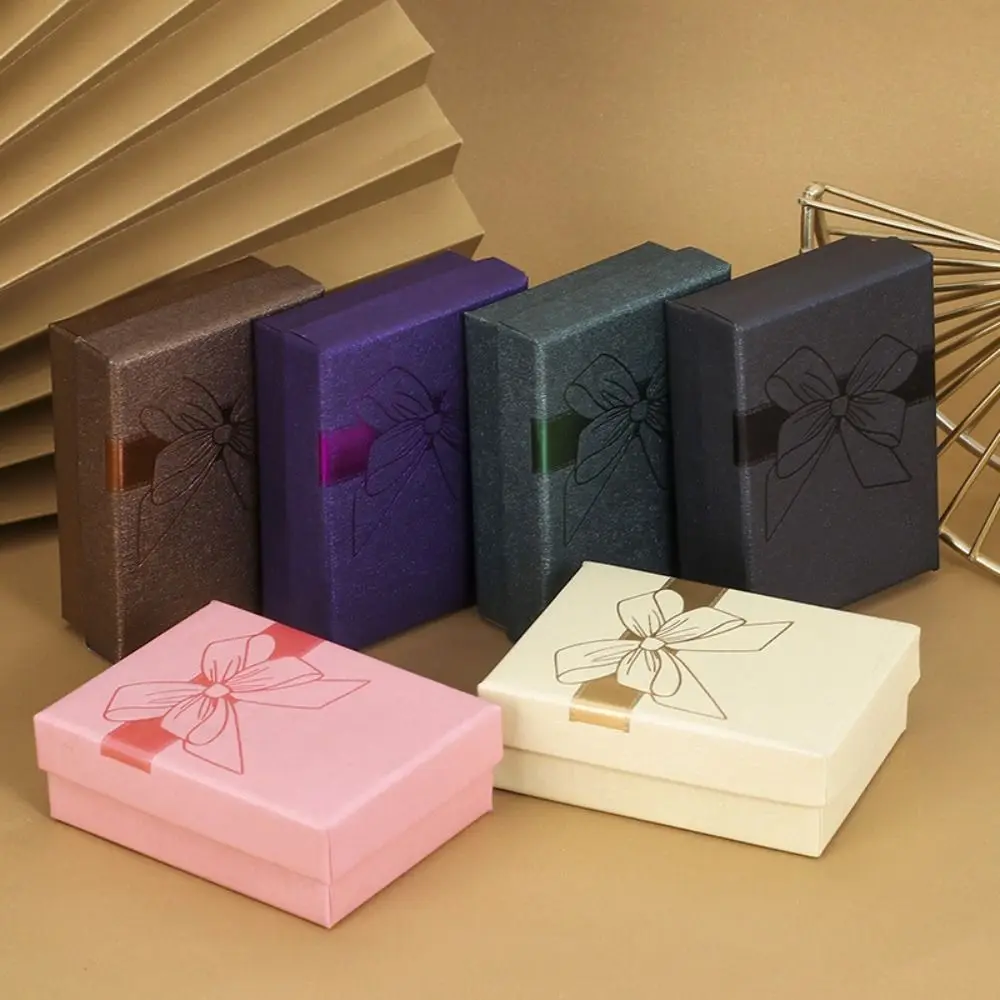 

Wedding Small Gift Case Engagement Paper Bowknot Jewelry Display Earrings Storage Box Jewelry Packaging Necklace Box