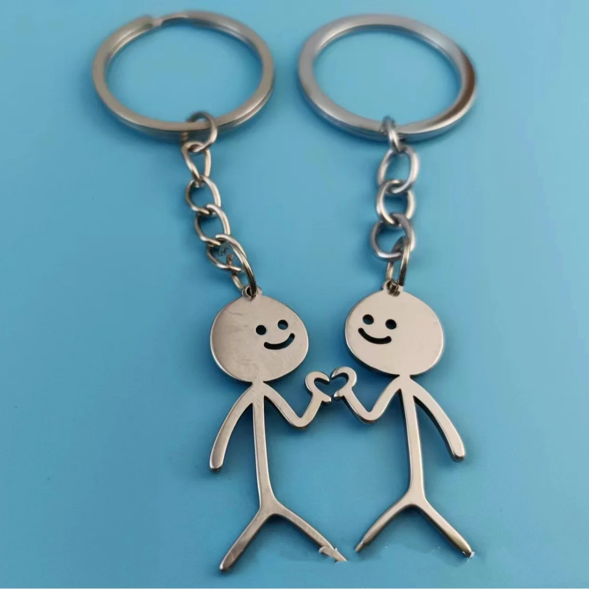 Stainless Steel Hip Hop Funny Doodle Pendant Keychain for Girls Car Key Chains Phone Chain Buckle Jewelry Accessories Gift