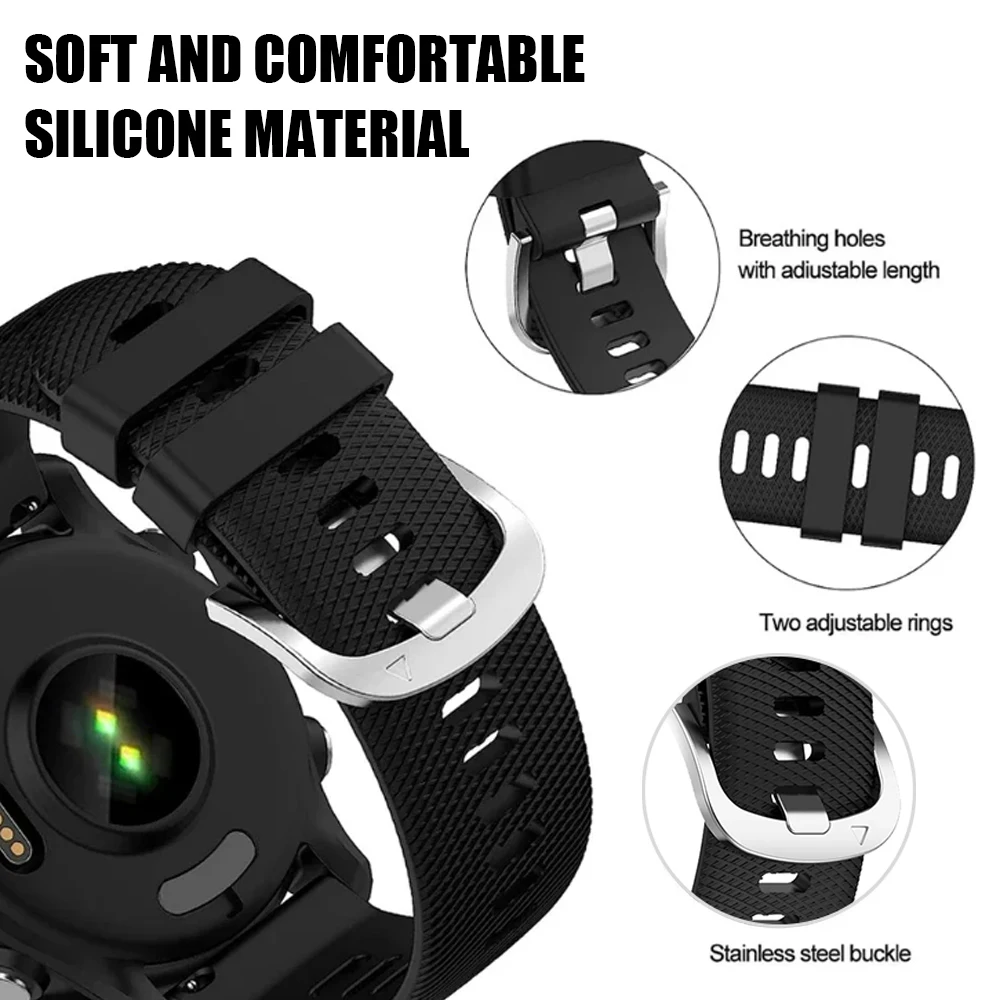 Versatile 22mm Silicone Sports Watch Band - Soft, Durable Replacement Strap for Fitness and Lifestyle