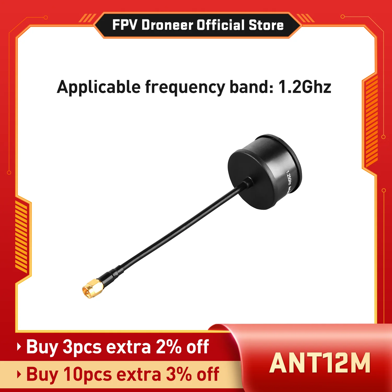 ANT12M Video Antennas Antenna interface SMA Gain 3dB Right/Left Rotary Polarization RHCP within the 1.2GHz Frequency Band