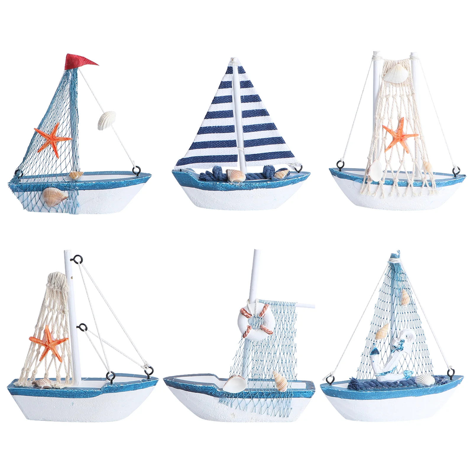 

Sailboat Boat Decor Wooden Model Nautical Mini Sailing Ship Decoration Beach Miniature Ornament Figurine Mediterranean Home Wood