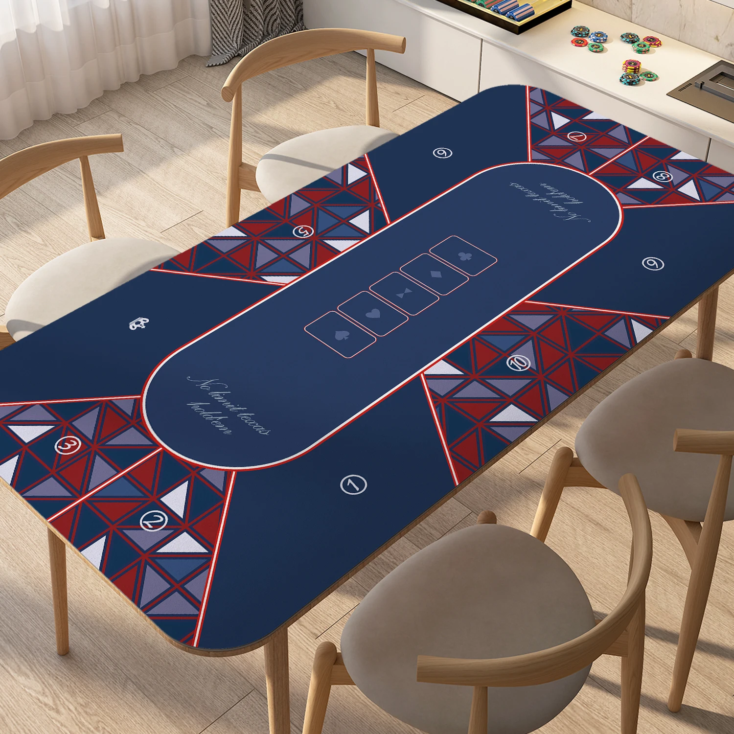 Velvet Texas Poker Ten Person Table 120*60cm/140*70cm/160*80cm Anti Slip Special Rubber Poker Mat Chip Texas Hold'em Table Mat