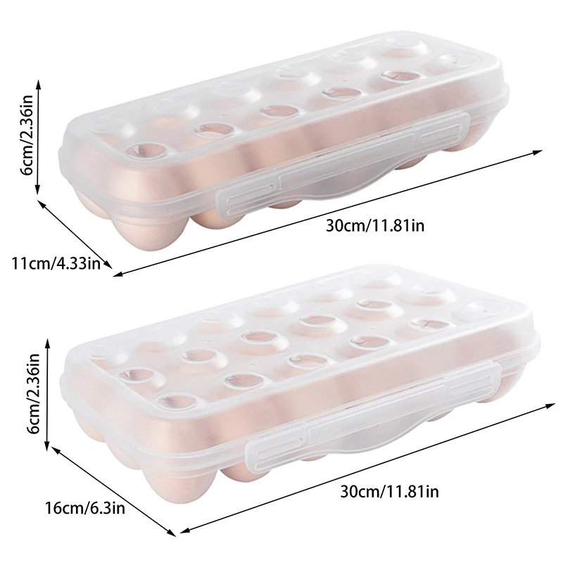 1Pc 12/18 Grid Egg Storage Box With Lid Kitchen Refrigerator Egg Box Drop Rack Household Fridge Organizer Tray