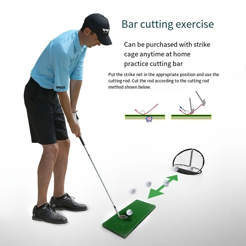 Portable PGM Golf Training Mat with Realistic Turf and Rubber Tee Seat