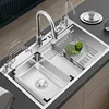 304 Stainless Steel Kitchen Sink Bar Single Basin Multi-function Kitchen Dish Sink with Knife Holder Home Nano Large Single-slot 1