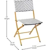 Ciel Two Piece Folding French Bistro Chairs - Navy and White PE Rattan - Natural Finish Metal Frames - Indoor/Outd 2