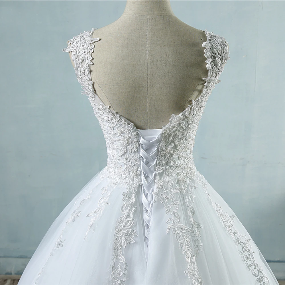 Customized Ball Gown Wedding Dresses Appliques Pearls Tulle Bridal Gowns Formal Vestido De Noiva robe de mariée Abendkleider 3