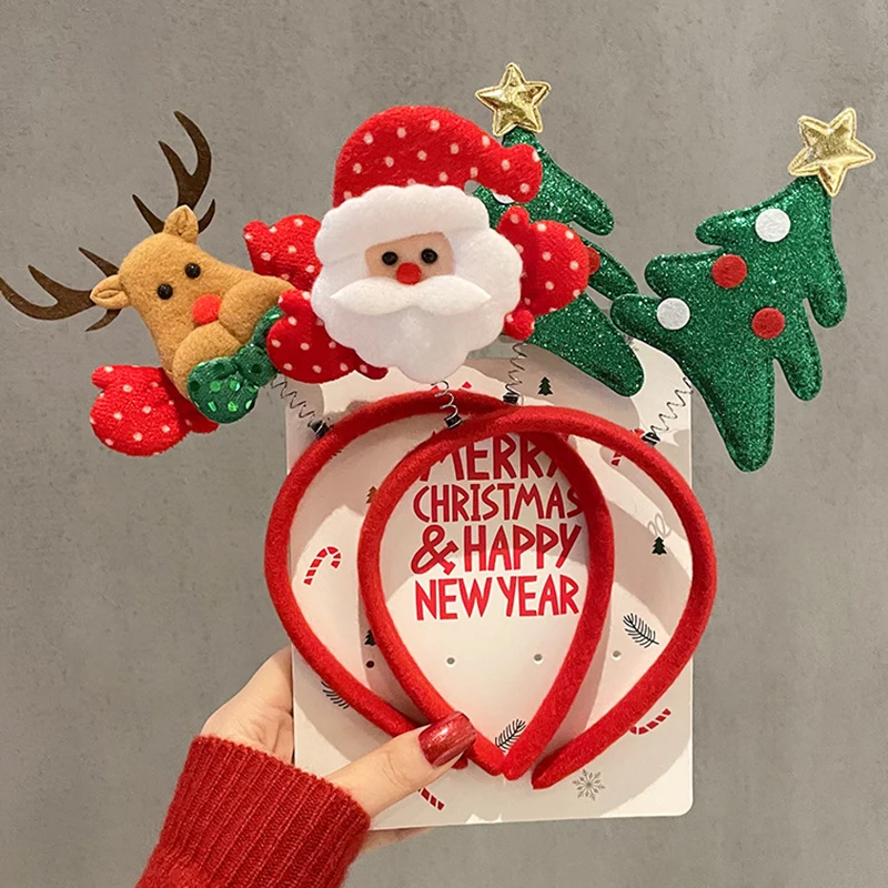 New Christmas Sen Deer Horn Hair Band Female Santa Claus Hair Band Headwear Holiday Dress Headband Headwear