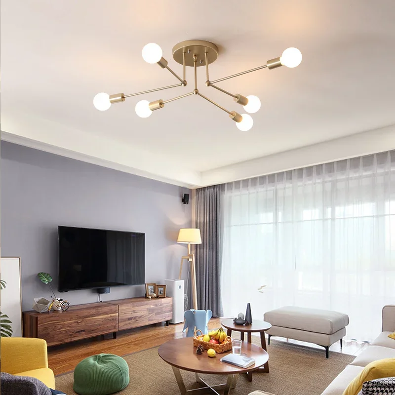 Description Picture 6 of itemNordic Creative Ceiling Lamp Minimal Postmodern Iron Lamps Black Gold Bedroom Study Living Room LED Ceiling Lamp