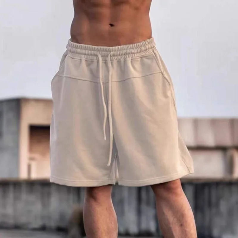 Basketball Shorts Muscle Fitness Running Pants Summer Loose Knit Solid Color Men's Sports Shorts Cropped Shorts