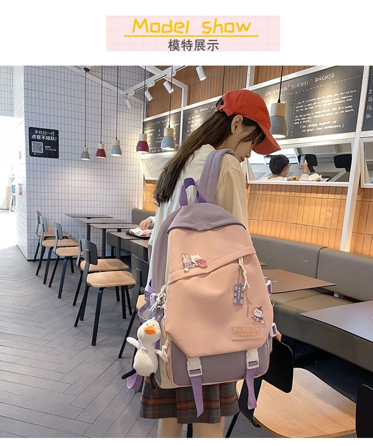 Backpack Female college students Korean harajuku Ulzzang simple backpack INS new high school junior high school backpack