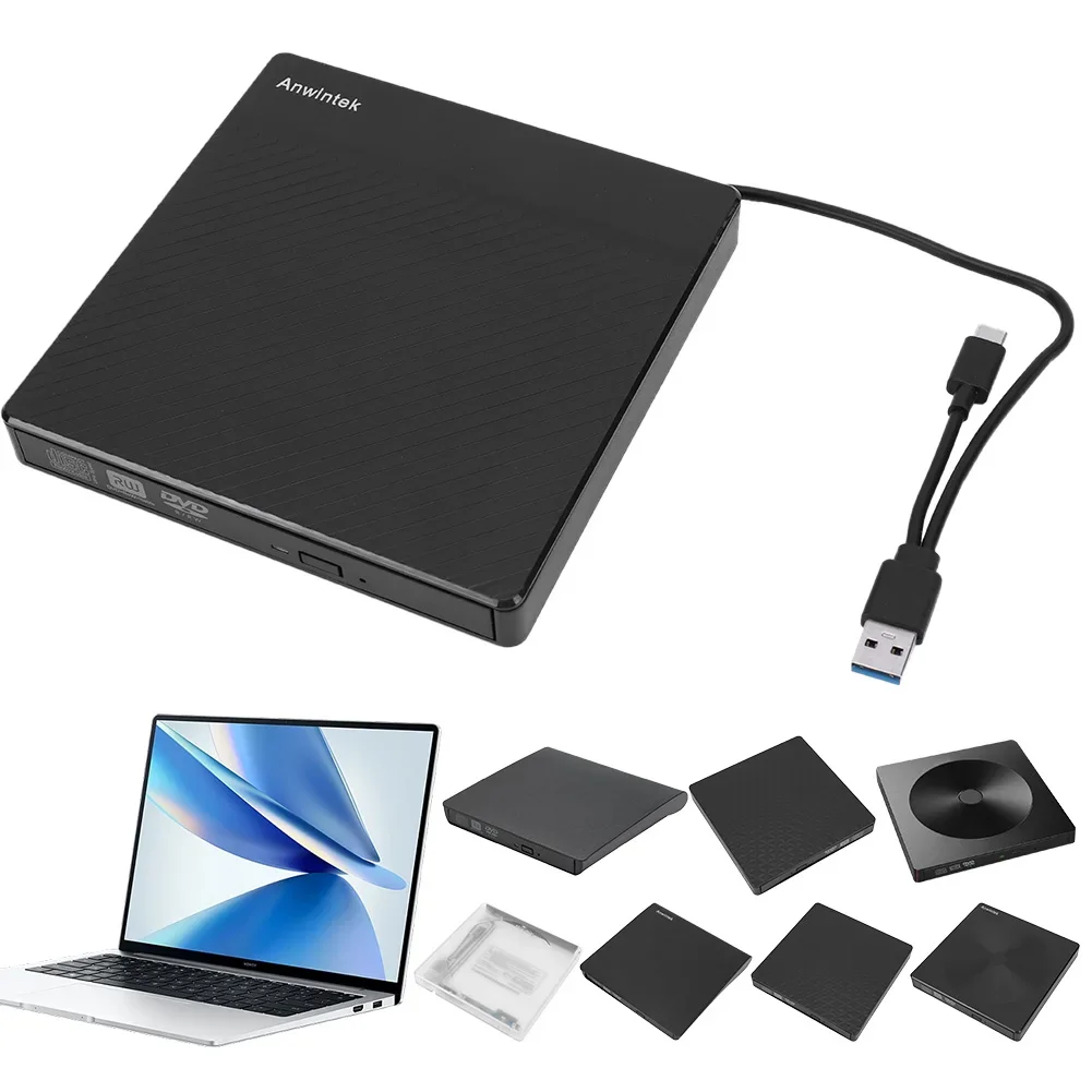 슬림 외장 CD DVD RW 드라이브, USB 3.0 C 타입 라이터, 버너 플레이어 리더, 데스크탑 PC, 윈도우, 리눅스, 맥 OS, 애플용