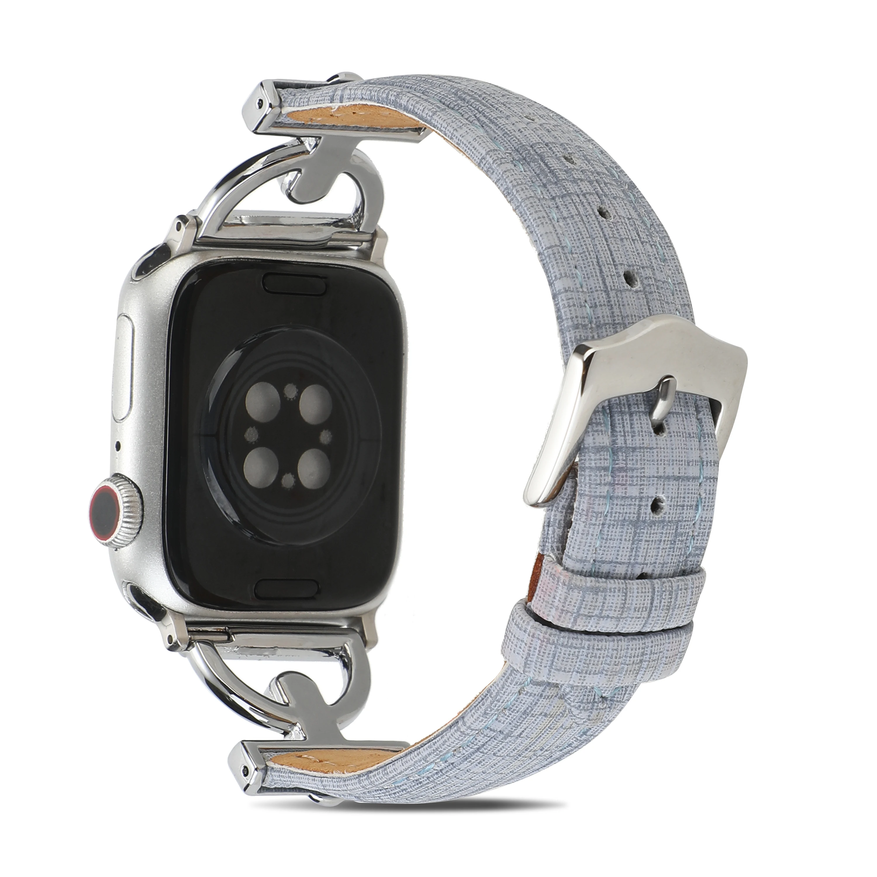 Leather+Metal Strap For Apple Watch 49mm 45mm 41mm 44mm 42mm 40mm Tree Pattern Bracelet band iWatch series Ultra 8 7 6 5 4 3 SE